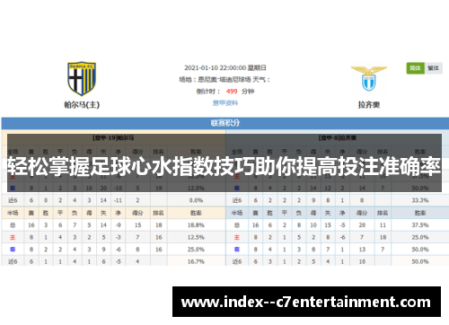 轻松掌握足球心水指数技巧助你提高投注准确率 轻松掌握足球心水指数技巧助你提高投注准确率